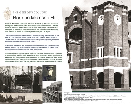 Norman Morrison Memorial Hall Interpretative Panel.
